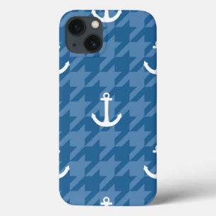 White Anchor Pattern iPhone 13 Hoesje