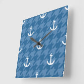 White Anchor Pattern Vierkante Klok (Hoek)