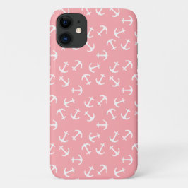 White Anchor Pink Background Captain Zee Ocean Case-Mate iPhone Case