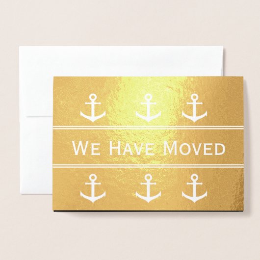 White Anchors Nautical Moving Aankondiging (Voorkant met envelop)