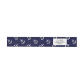 White Anchors Navy Blue Background Pattern Adreslabel Wikkel (Individueel)