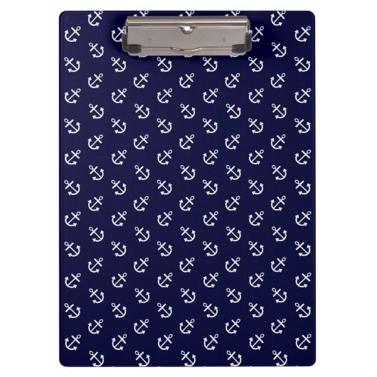 White Anchors Navy Blue Background Pattern Klembord (Voorkant)