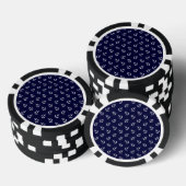 White Anchors Navy Blue Background Pattern Poker Chips (Opstapeling)