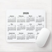 White and Black 2026 Calendar Muismat (Met muis)