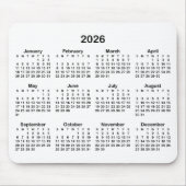 White and Black 2026 Calendar Muismat (Voorkant)