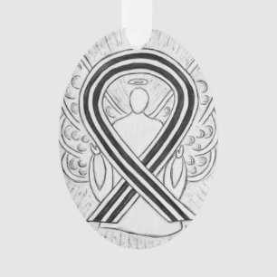 White and Black Awareness Ribbon Angel Ornaments Ornament