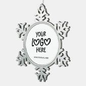 White and Black Business Logo Site Tin Sneeuwvlok Ornament (Rechts)