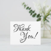 White and Black Calligraphy Thank You Briefkaart (Staand voorkant)