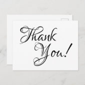 White and Black Calligraphy Thank You Briefkaart (Voorkant / Achterkant)