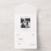 white and black elegant picture RSVP Wedding All-i All In One Uitnodiging (Binnen)