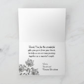 White and Black Floral Folded Hartelijk dank Bedankkaart (Binnen)