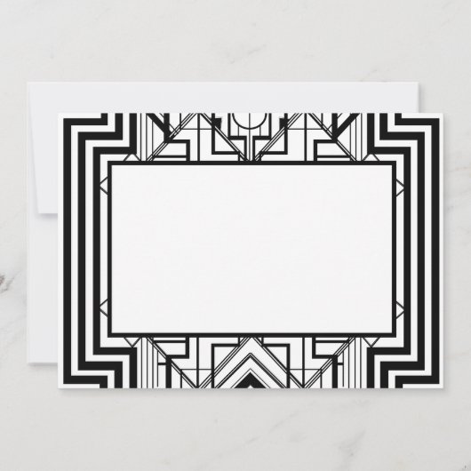 White and Black Geometric Birthday Party nodigt ui Kaart (Achterkant)