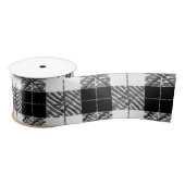 White and Black Herringbone Tartan Ribbon Satijnen Lint (Spoel)