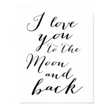 White And Black I Love You Poster Mat 8x10