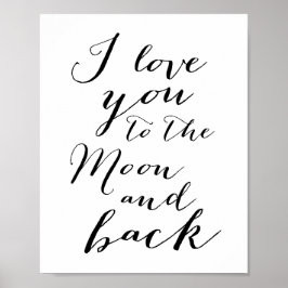 White And Black I Love You Poster Mat 8x10