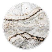 White and Black Marble Textures Abstract Keramische Knop (Voorkant)