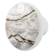 White and Black Marble Textures Abstract Keramische Knop (Rechts)