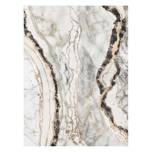 White and Black Marble Textures Abstract Tafelkleed (Voorkant)