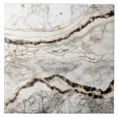 White and Black Marble Textures Abstract Tegeltje (Voorkant)