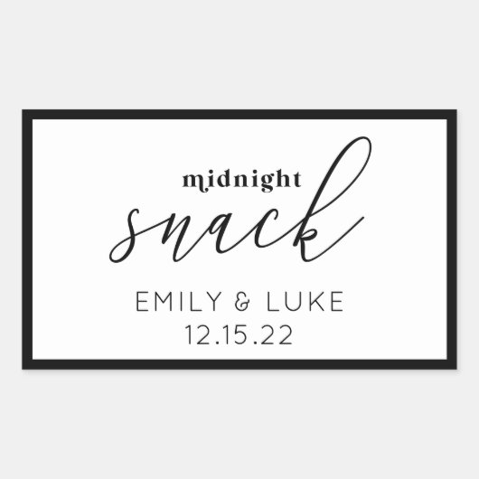 White and Black Midnight Snack Custom Wedding Rechthoekige Sticker (Voorkant)