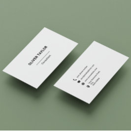 White and Black Minimalist Custom Name Typography Visitekaartje