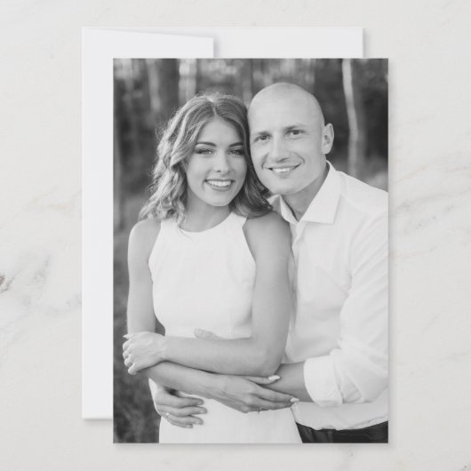 White and Black Modern Elegance Photo Wedding Kaart (Achterkant)