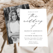 White and Black Modern Elegance Photo Wedding Kaart