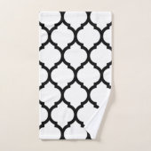 White and Black Moroccan Quatrefoil Pattern Bad Handdoek (Handdoek)