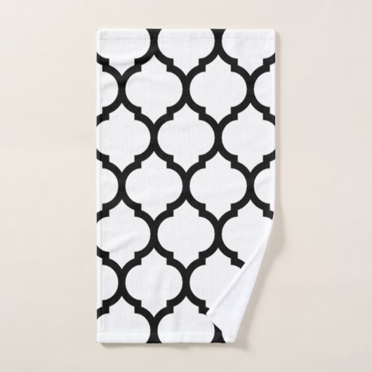 White and Black Moroccan Quatrefoil Pattern Bad Handdoek (Handdoek)