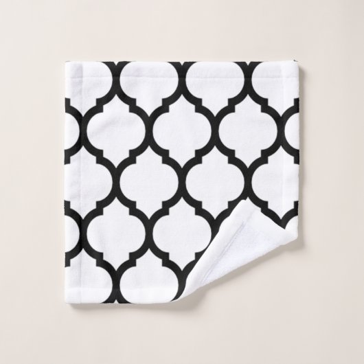 White and Black Moroccan Quatrefoil Pattern Bad Handdoek (Wasdoekje)