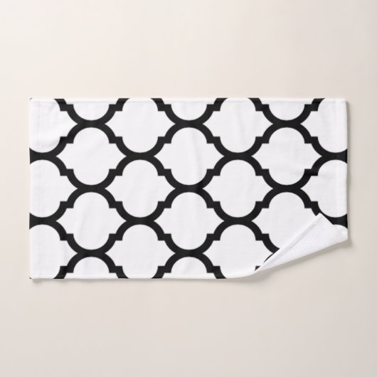 White and Black Moroccan Quatrefoil Pattern Bad Handdoek (Handdoek)