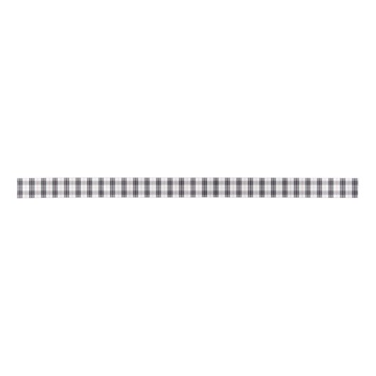 White and black Plaid tartan ribbon Satijnen Lint (Voorkant)