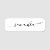 White and Black Ribbon Swash Signature Script Naamplaatje (Voorkant)