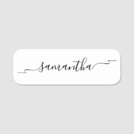 White and Black Ribbon Swash Signature Script Naamplaatje