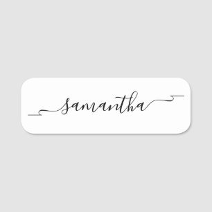 White and Black Ribbon Swash Signature Script Naamplaatje