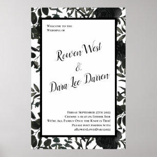 White and Black Roos Gothic Wedding Ceremonony Sig Poster
