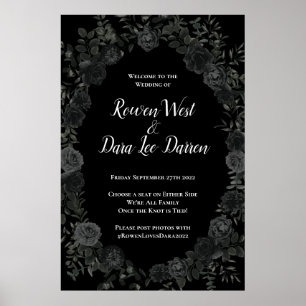 White and Black Roos Gothic Wedding Ceremonony Sig Poster