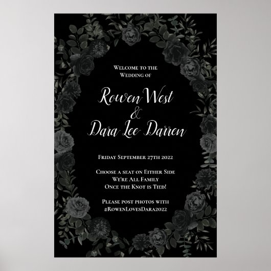 White and Black Roos Gothic Wedding Ceremonony Sig Poster (Voorkant)