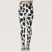 White And Black Spots Pattern Safari Leopard Print Leggings (Voorkant)