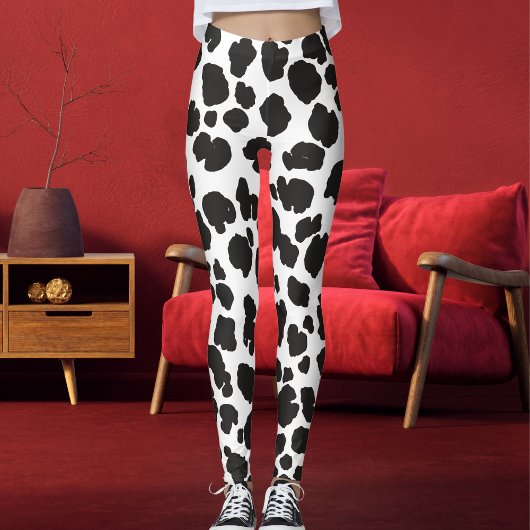 White And Black Spots Pattern Safari Leopard Print Leggings