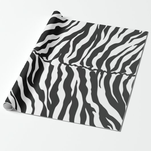 White and Black Tiger Stripes Animal Print Cadeaupapier (Uitgerold)