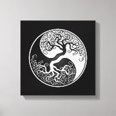White and Black Tree of Life Yin Yang Canvas Afdruk (Voorkant)