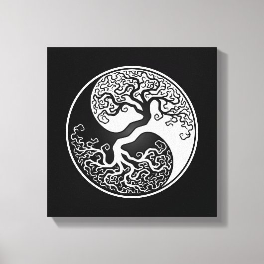 White and Black Tree of Life Yin Yang Canvas Afdruk (Voorkant)