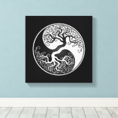 White and Black Tree of Life Yin Yang Canvas Afdruk (Insitu (Houten vloer))