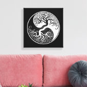 White and Black Tree of Life Yin Yang Canvas Afdruk (Insitu (Woonkamer))