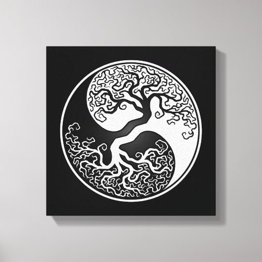 White and Black Tree of Life Yin Yang Canvas Afdruk (Voorkant)