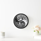 White and Black Tree of Life Yin Yang Ronde Klok (Huis)