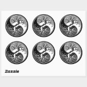 White and Black Tree of Life Yin Yang Ronde Sticker (Vel)