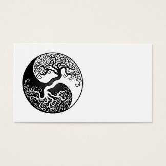 White and Black Tree of Life Yin Yang Visitekaartjes