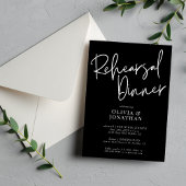 White and Black Wedding Rehearsal Dinner Kaart